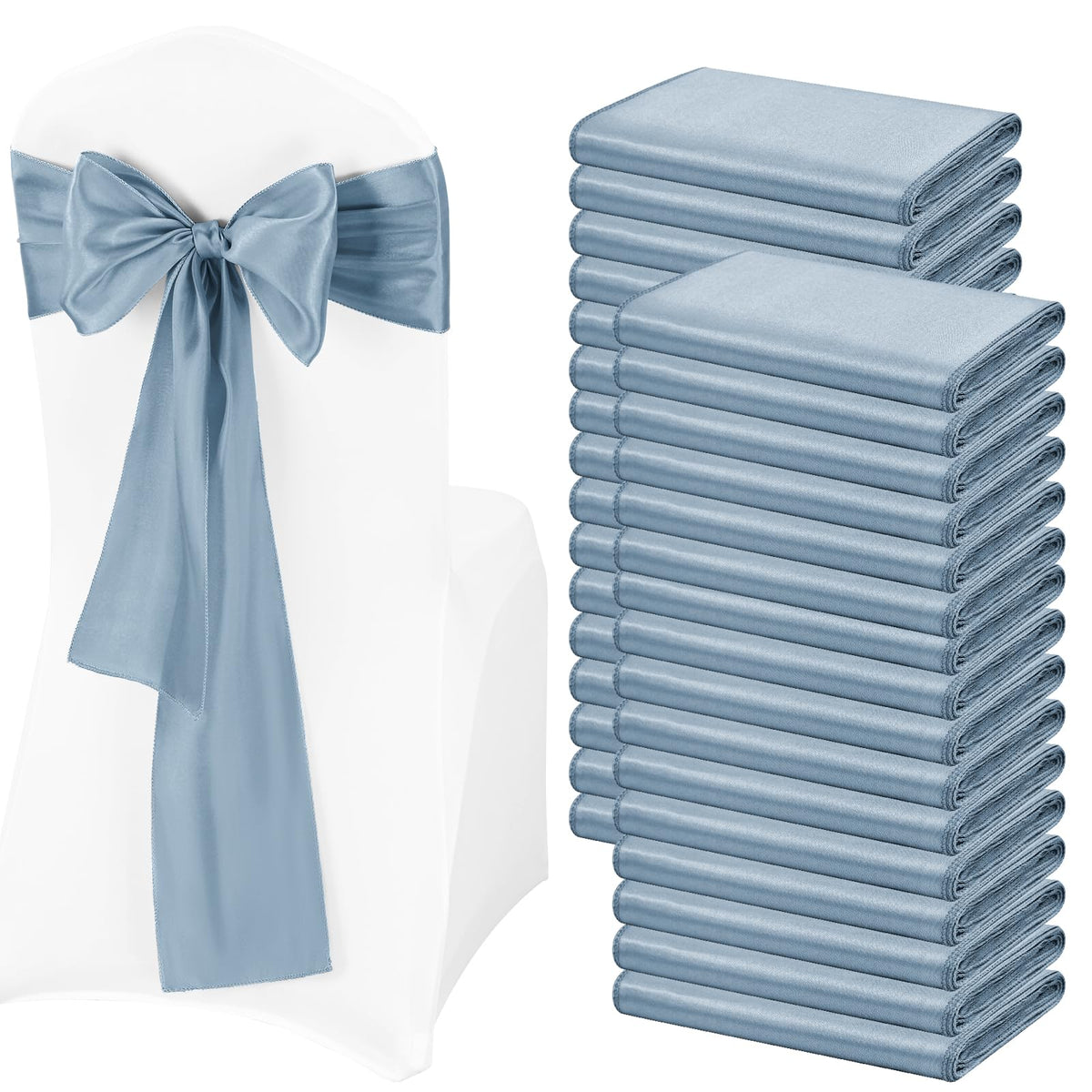 Satin Chair Sashes 100 Pack for Weddings and Party Decor
