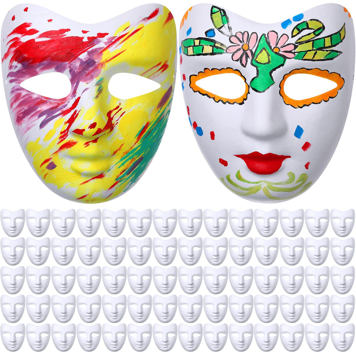White Blank Paper Mache Masks for Crafts and Parties