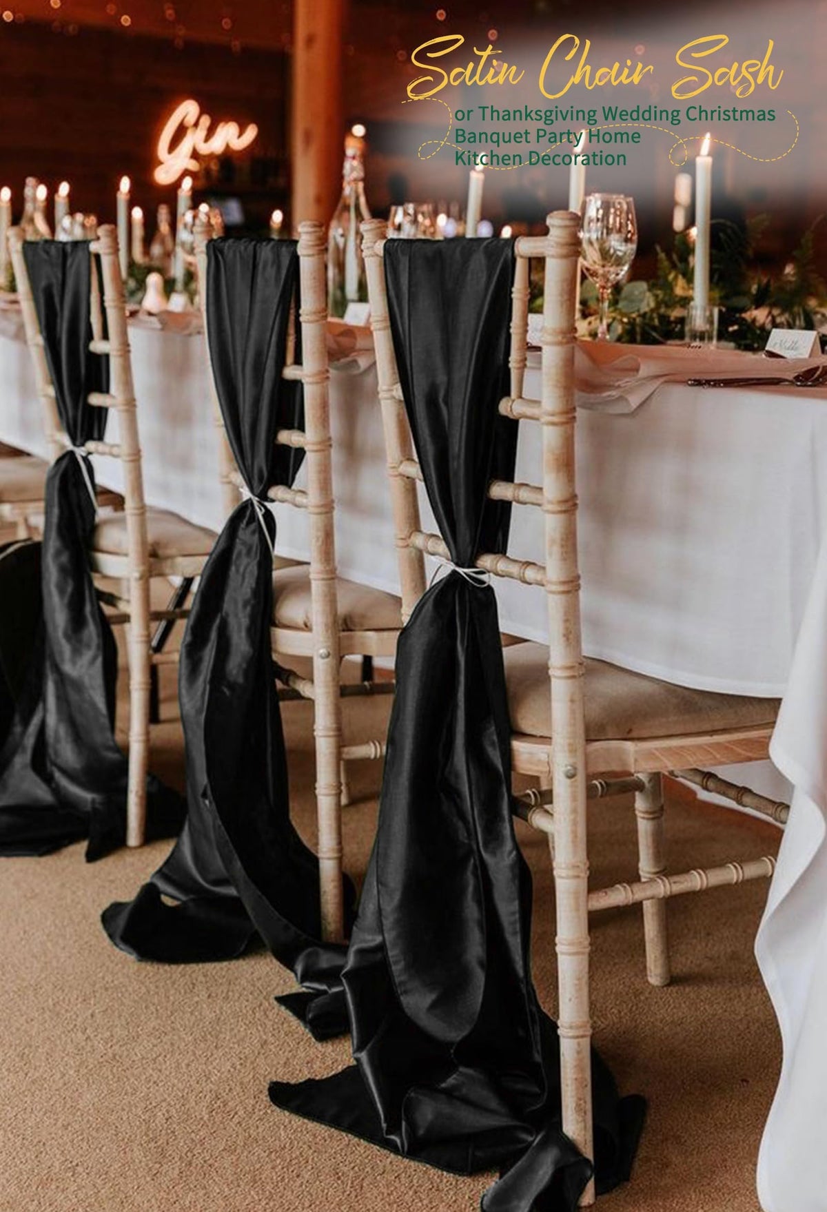 Satin Chair Sashes for Thanksgiving Weddings and Events