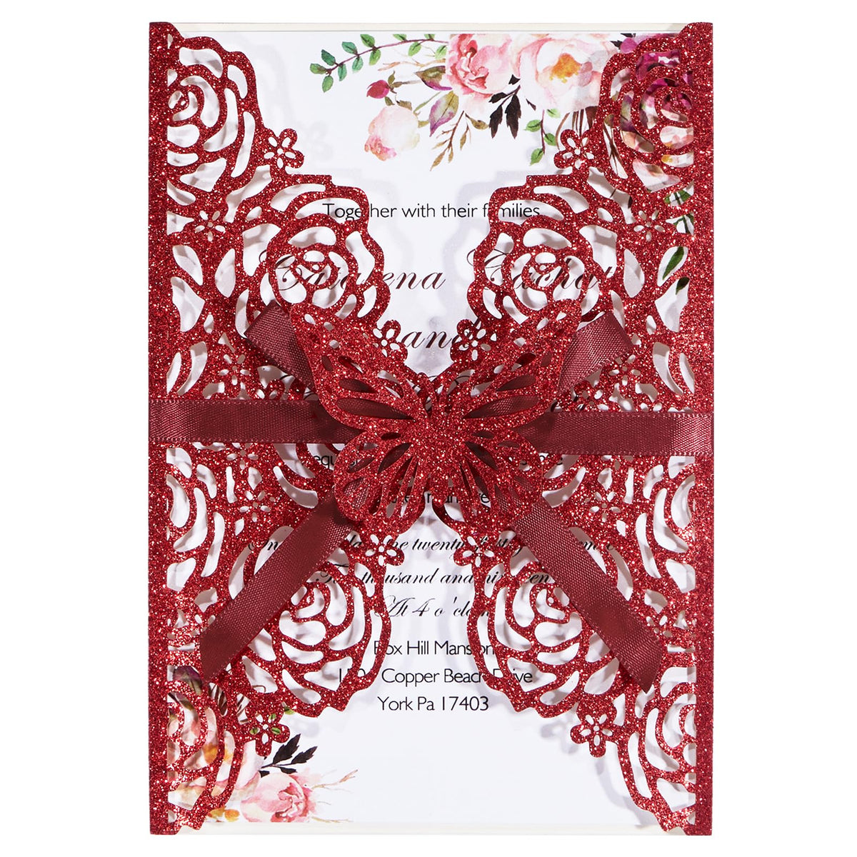 Pink Butterfly Laser Cut Invitations 50 Pack with RSVP Cards