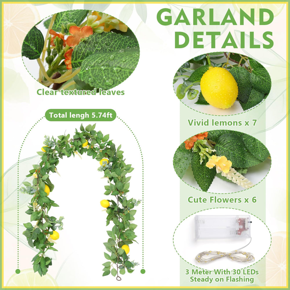 Artificial Lemon Garland 5.74 Feet for Party and Home Decor