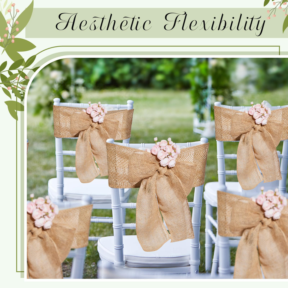 Natural Burlap Chair Sashes for Weddings and Party Decor