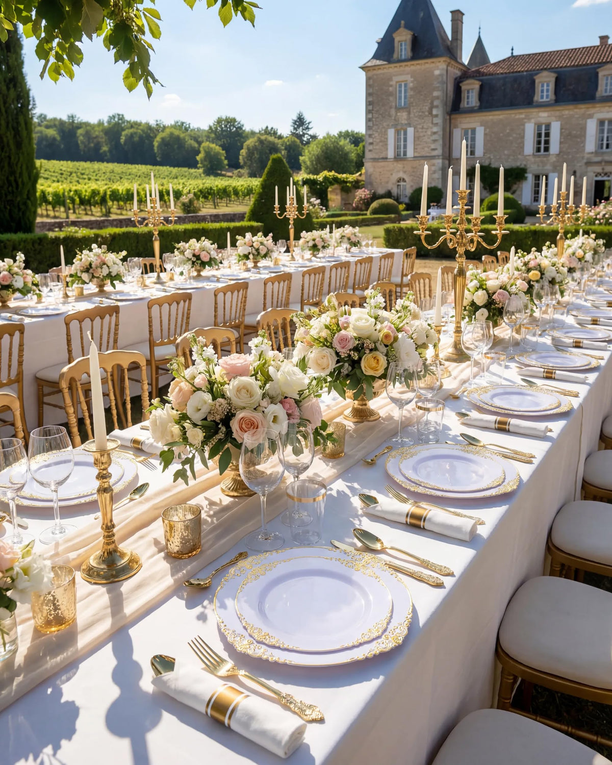 Gold Disposable Dinnerware Set for 50 Party Guests