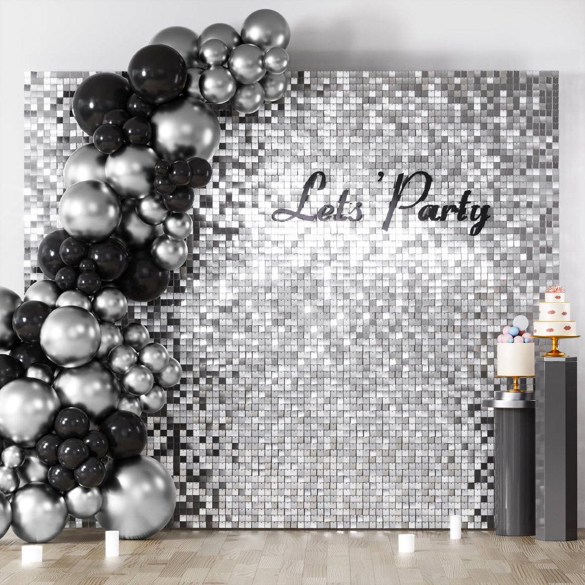 Square Sequin Shimmer Wall Backdrop for Party Photo Decor