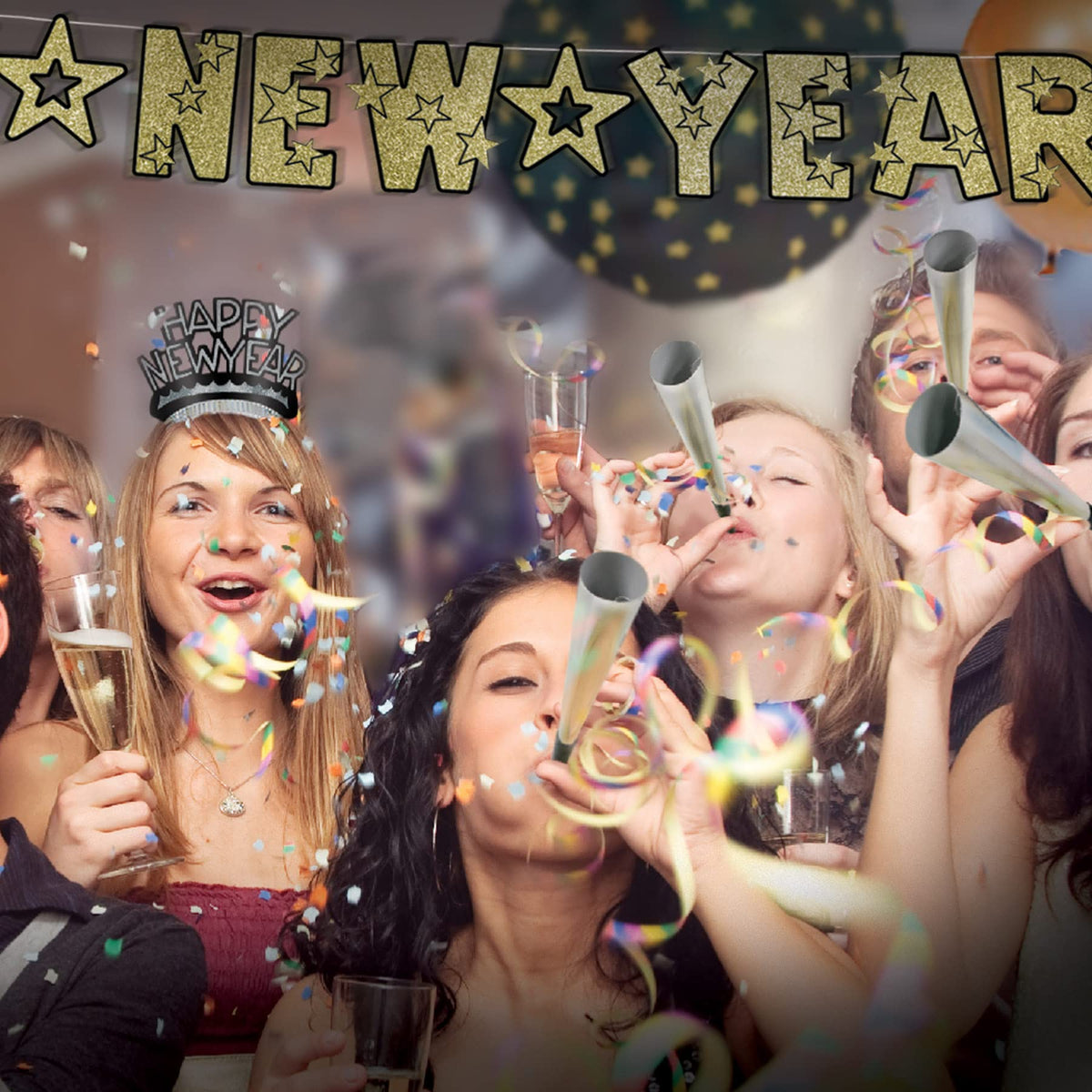 Silver Party Horn Noisemakers 100 Pack for Celebrations