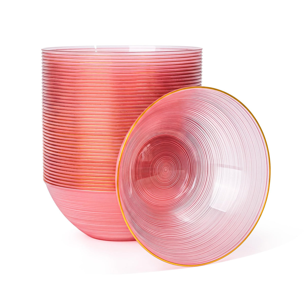 Transparent Blue Gold Plastic Bowls 16 oz 100 Pack