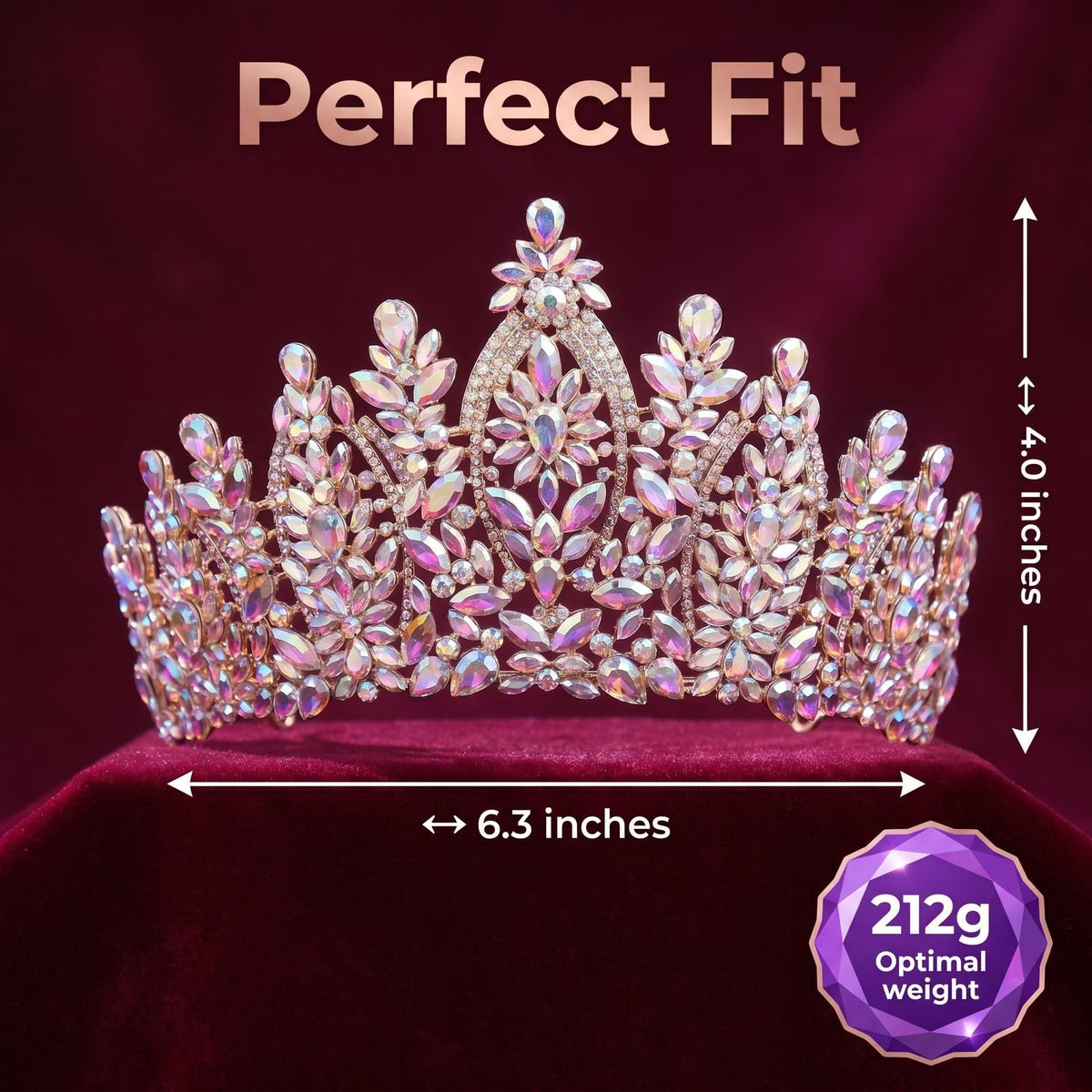 Crystal Quinceanera Crown Royal Queen Tiara for Women