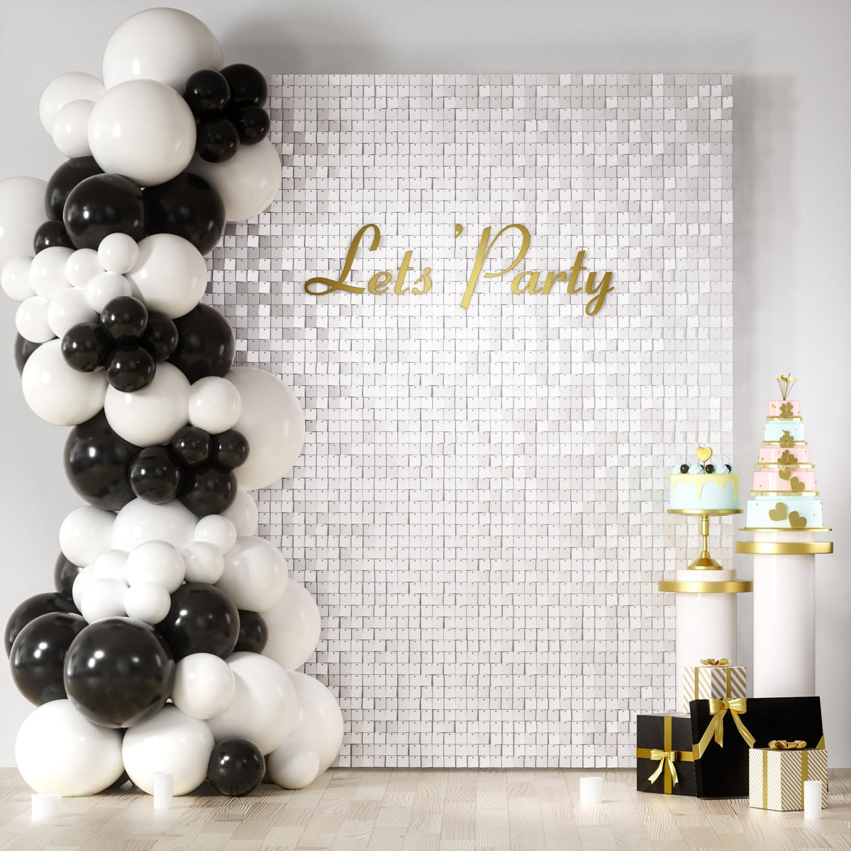 Square Sequin Shimmer Wall Backdrop for Party Photo Decor
