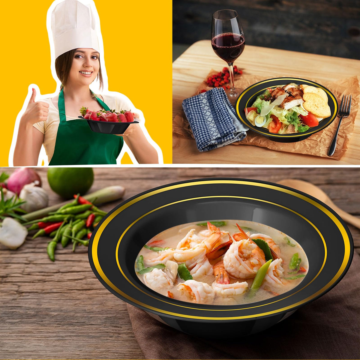 Disposable Plastic Bowls 6 oz for Parties and Catering