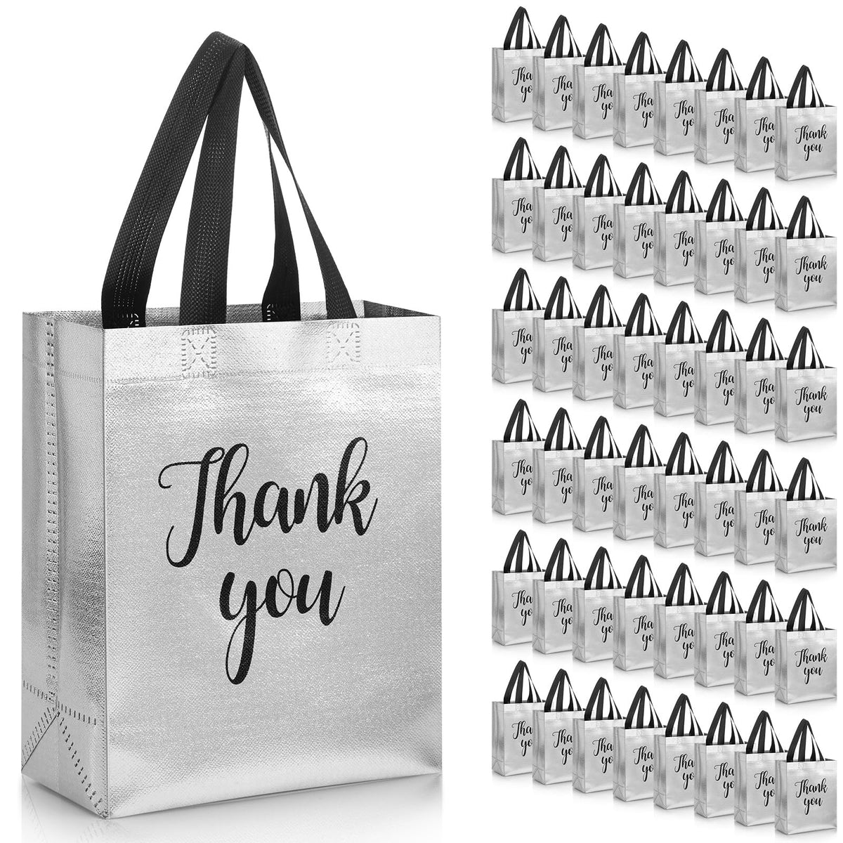 Glossy Thank You Gift Bags with Handles for Party Favors