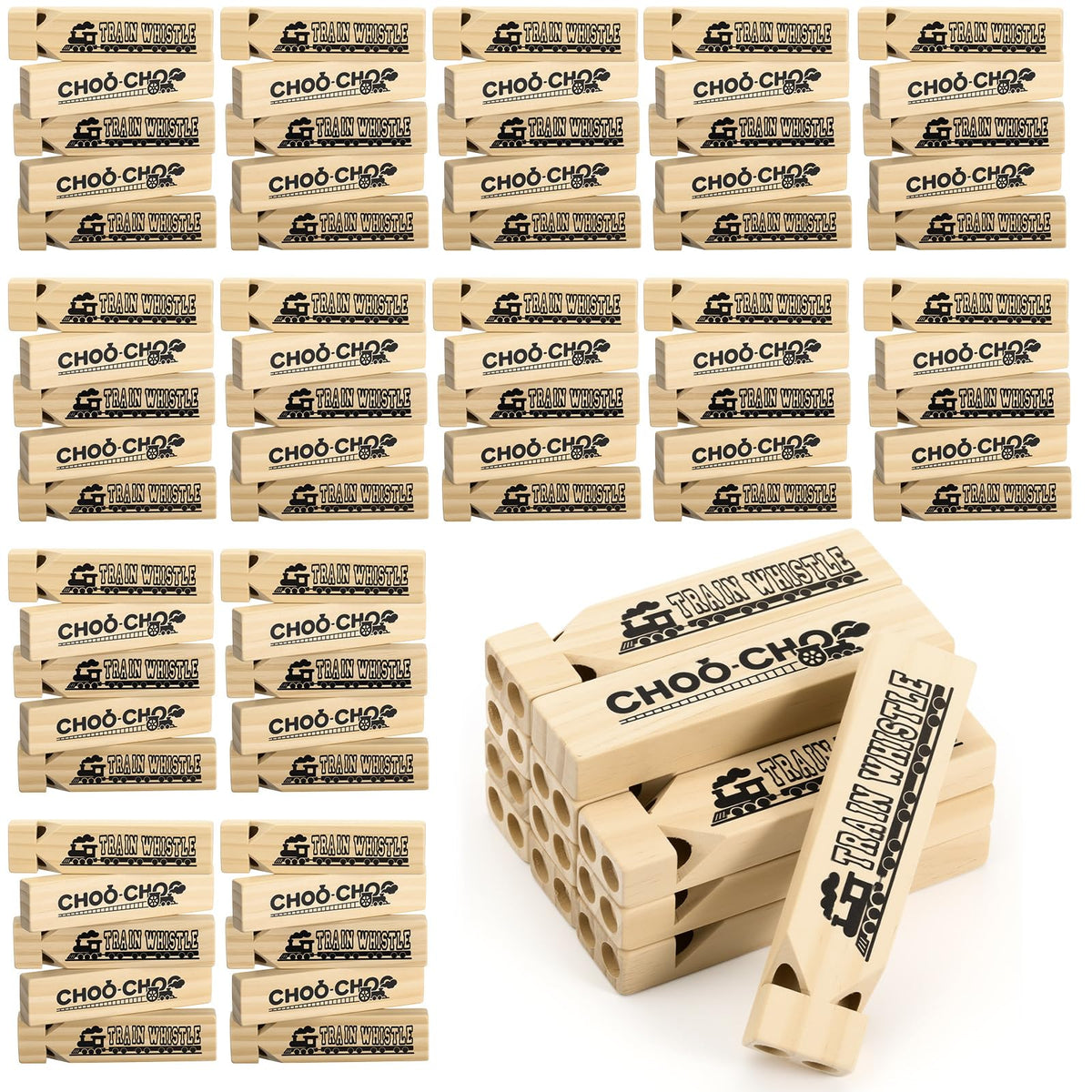 Wooden Train Whistles for Party Favors and Kids Toys