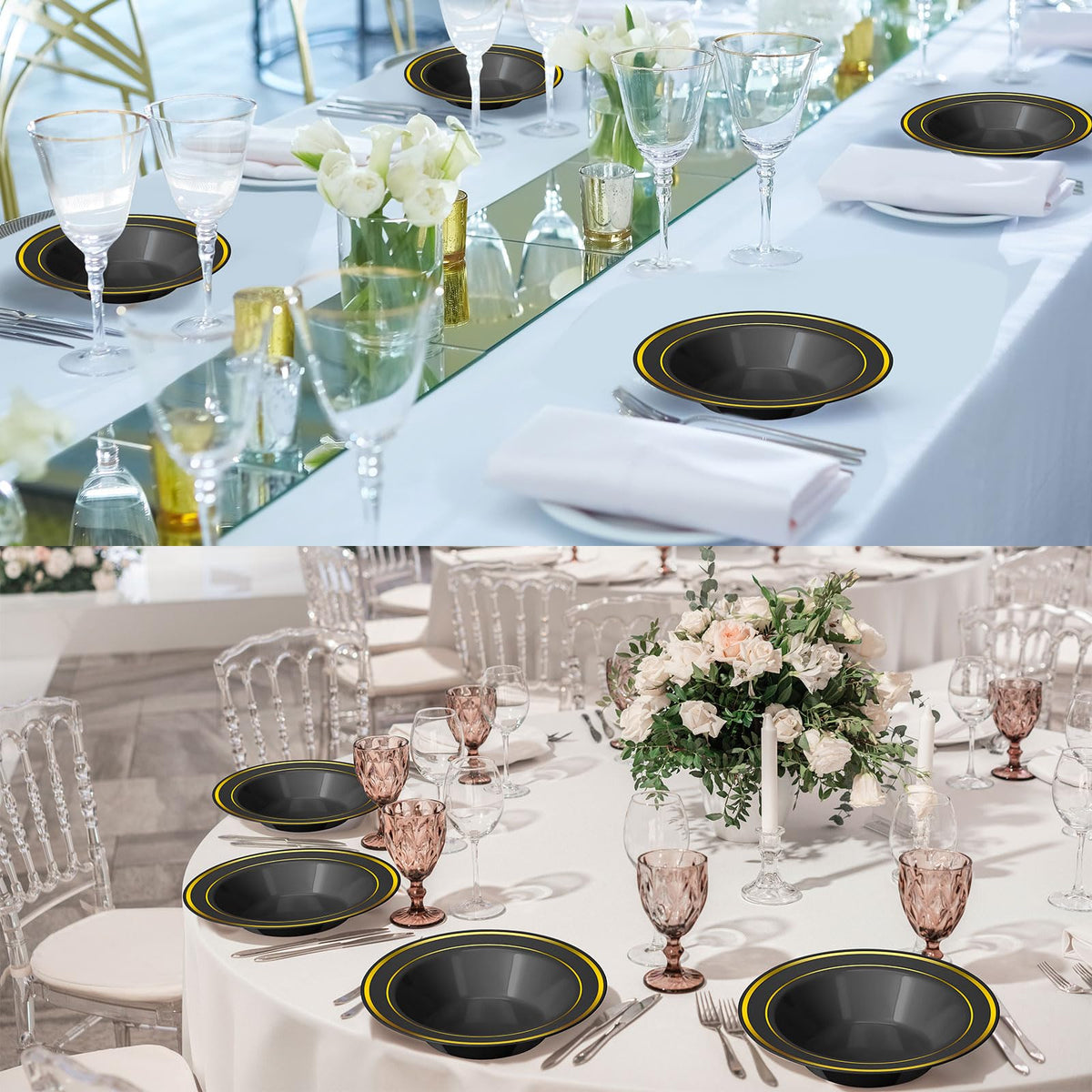 Disposable Plastic Bowls 6 oz for Parties and Catering