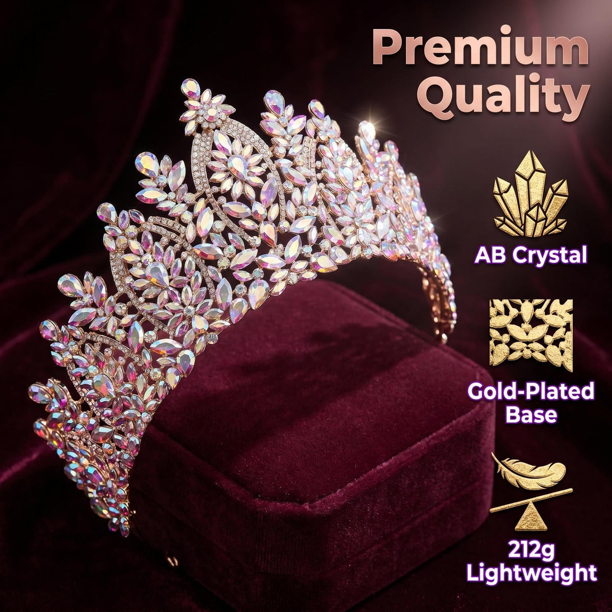 Crystal Quinceanera Crown Royal Queen Tiara for Women