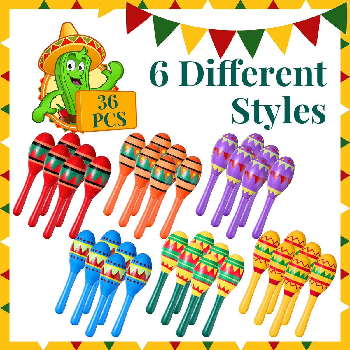 Mini Wooden Maracas for Mexican Fiesta Party Favors