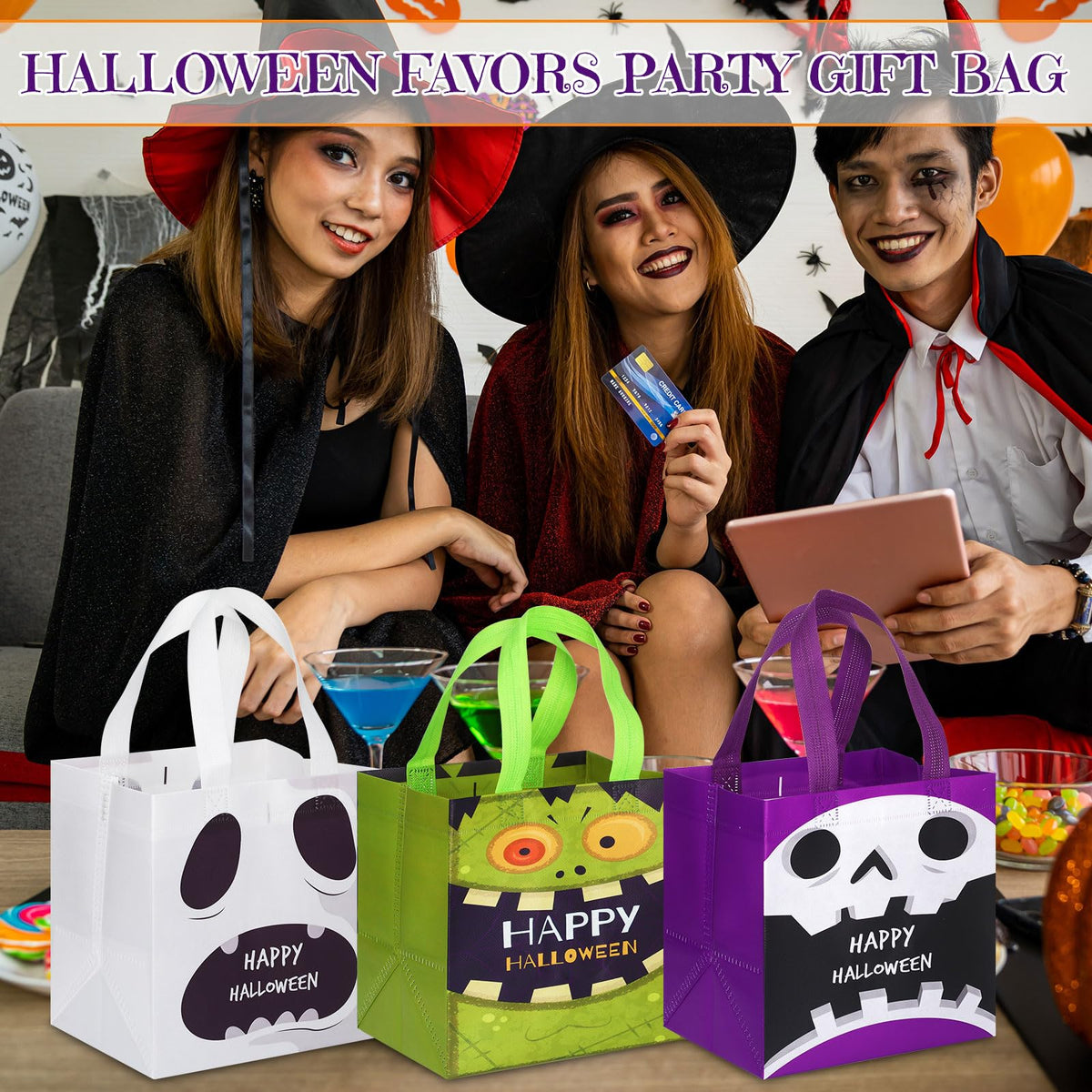 Halloween Treat Bags with Handles for Party Favors
