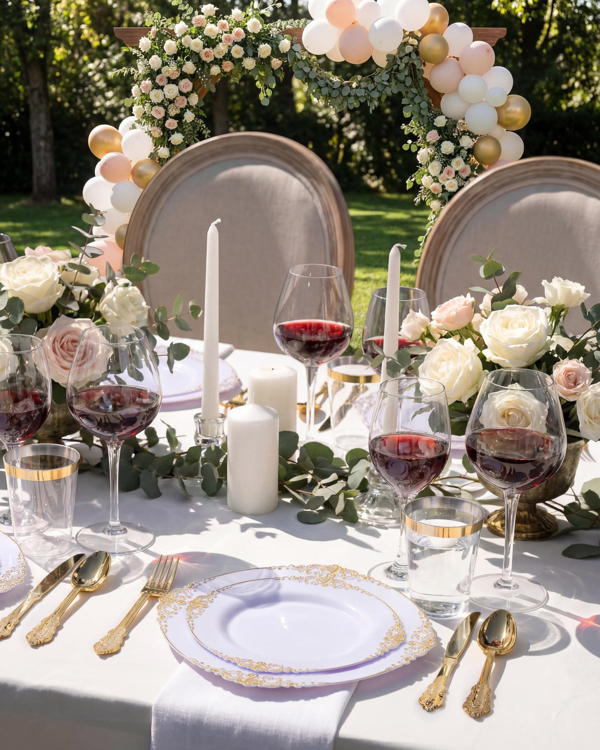 Gold Disposable Dinnerware Set for 50 Party Guests