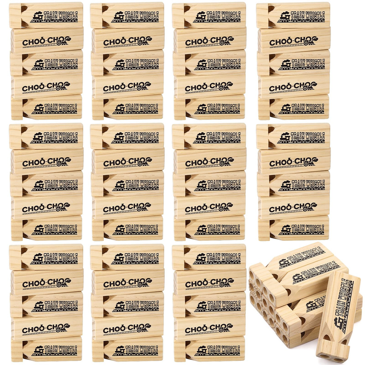 Wooden Train Whistles for Party Favors and Kids Toys