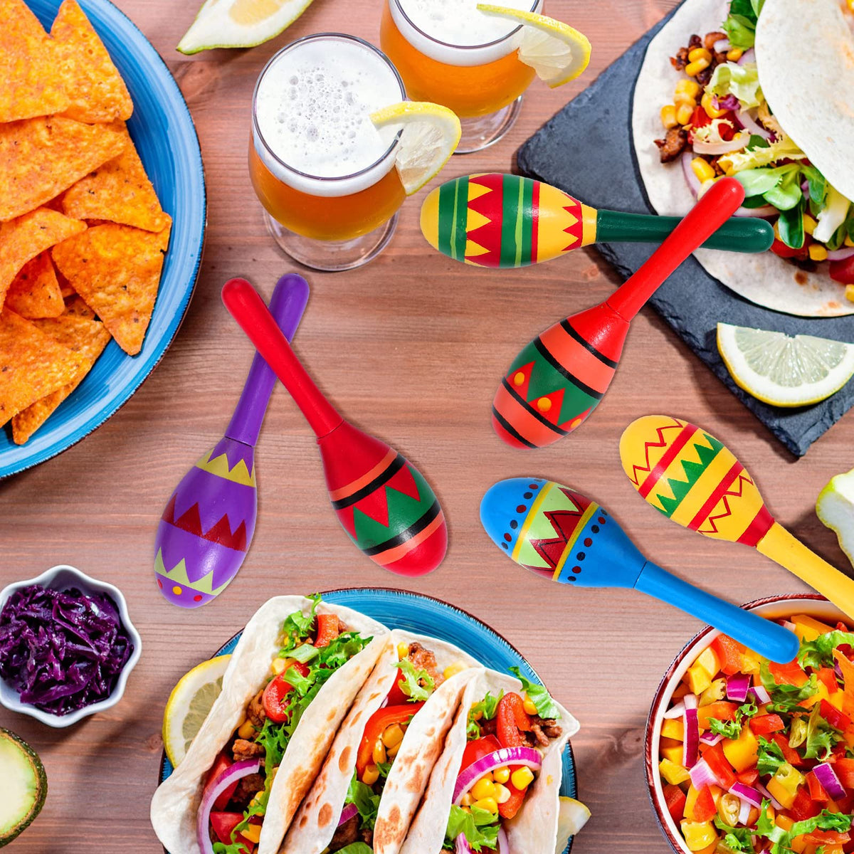 Mini Wooden Maracas for Mexican Fiesta Party Favors