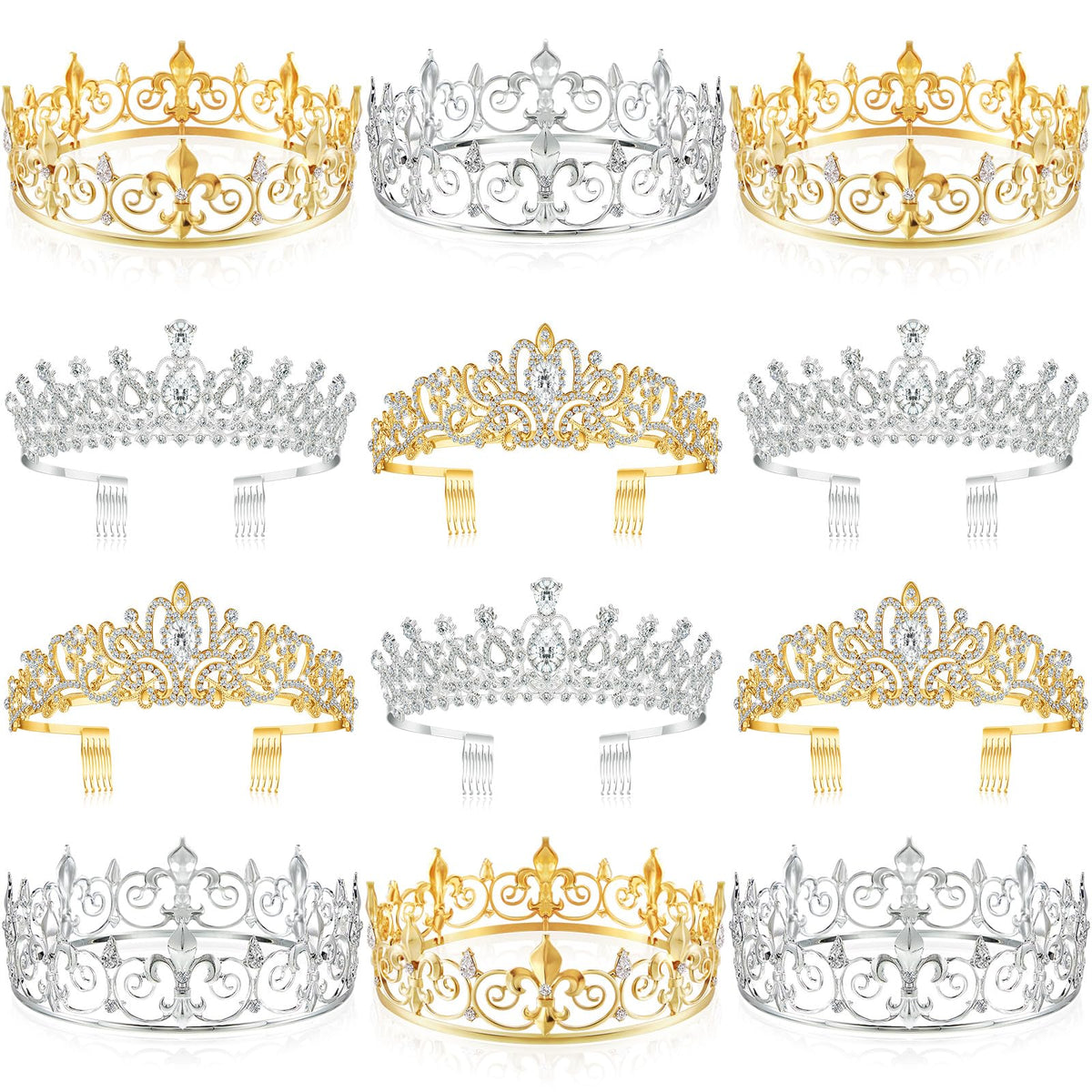 King and Queen Crown Set for Adult Halloween Cosplay Parties