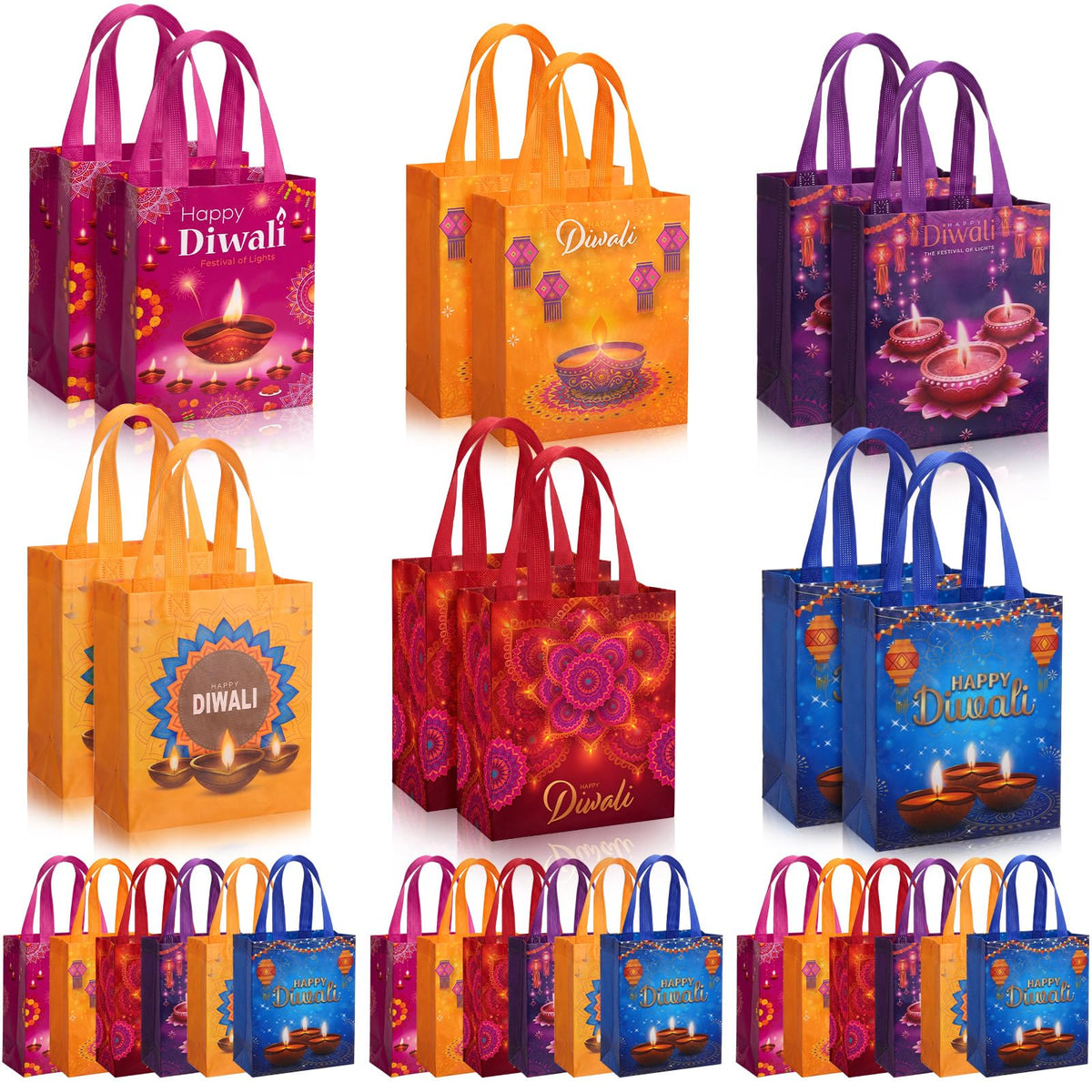 Reusable Non Woven Gift Tote Bags 60 Pack with Handles