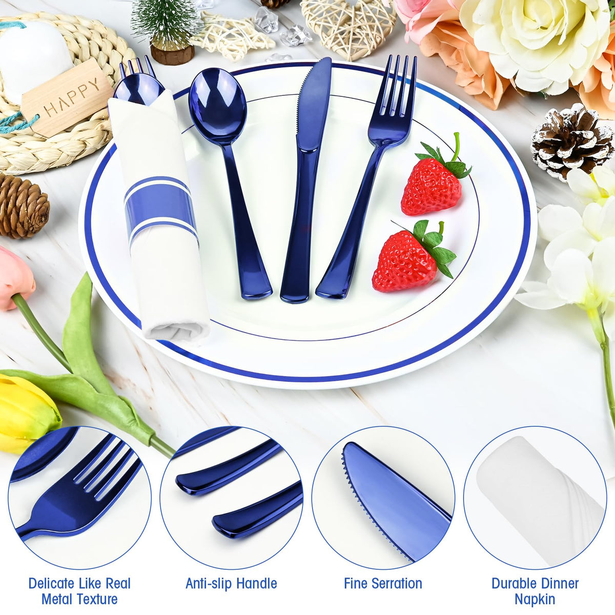 Pre Rolled Plastic Silverware Set for Parties and Events