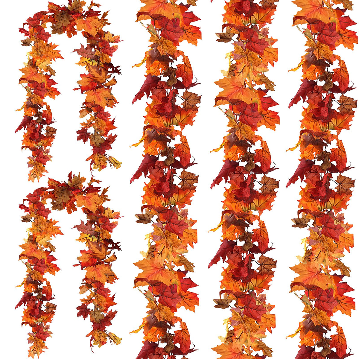 Artificial Fall Maple Leaf Garland 5 Pack for Autumn Decor
