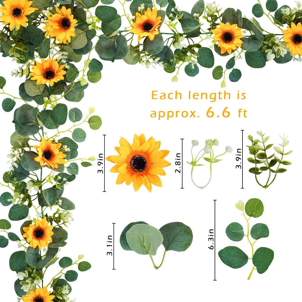Artificial Sunflower Garland with Green Leaves for Party Decor