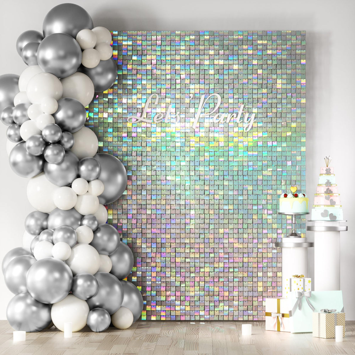 Square Sequin Shimmer Wall Backdrop for Party Photo Decor