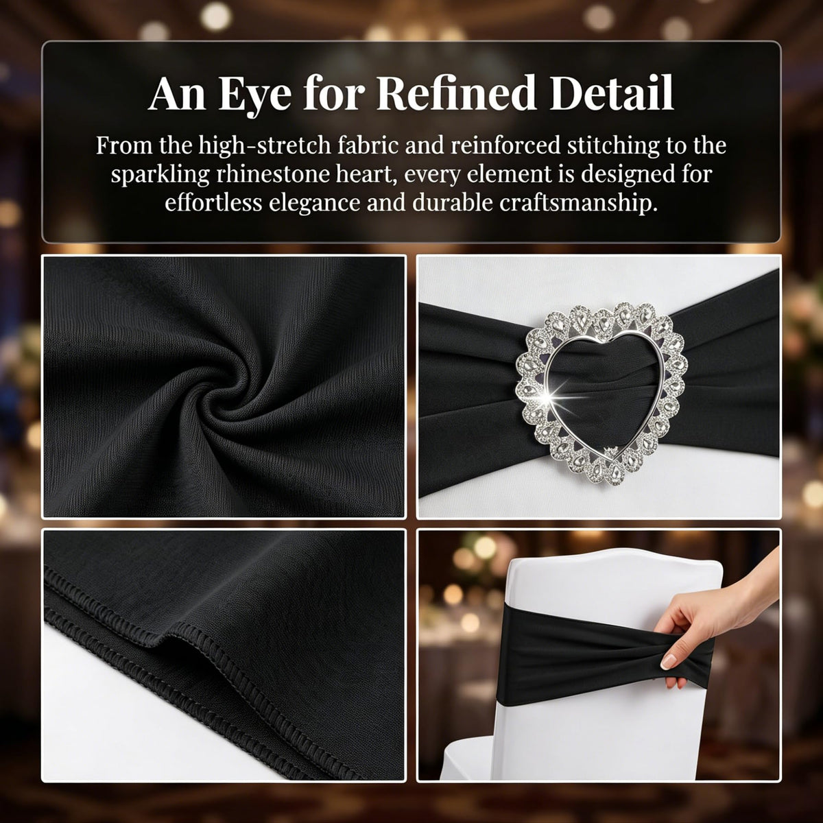 Stretch Spandex Chair Sashes with Buckles for Wedding Decor