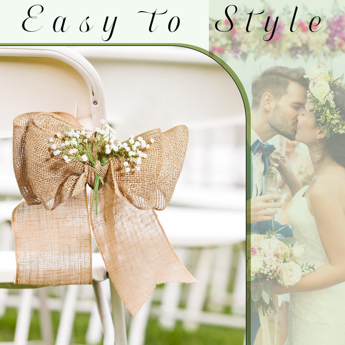 Natural Burlap Chair Sashes for Weddings and Party Decor