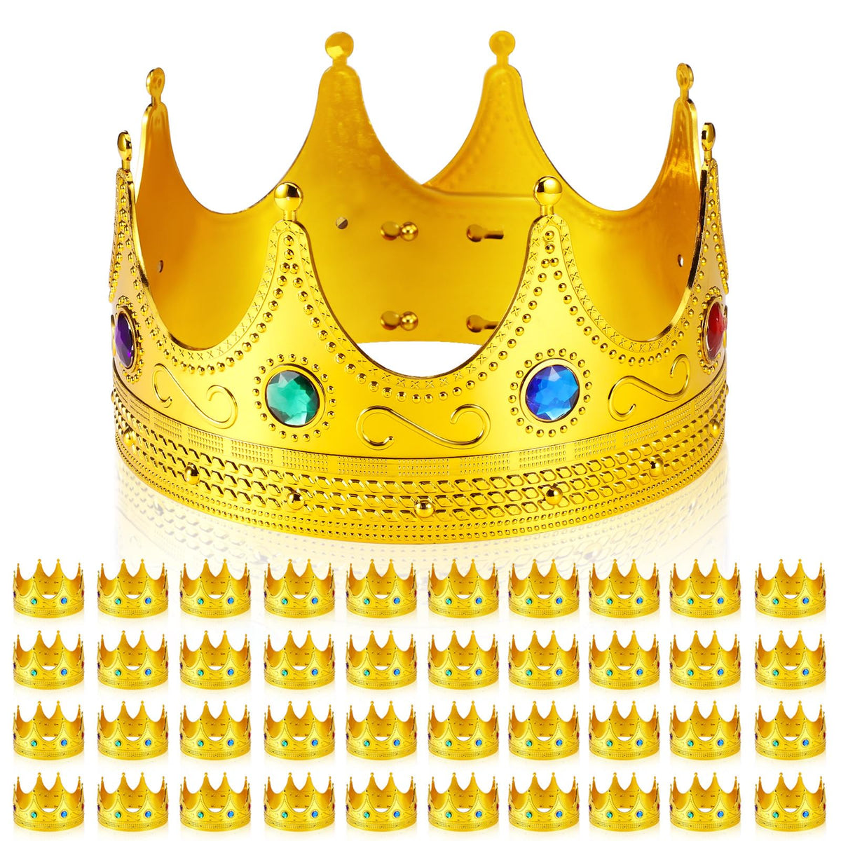 Gold Jeweled King Crown for Costume Cosplay and Parties
