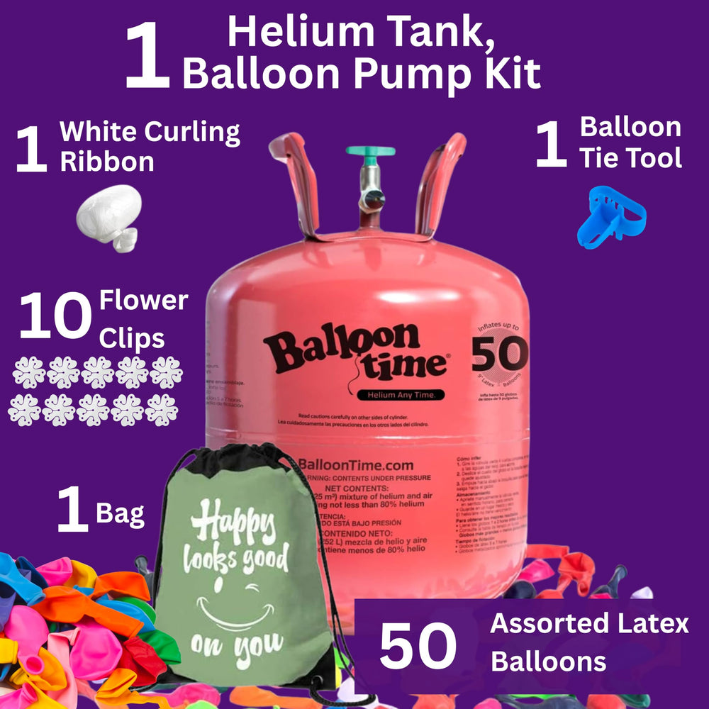 Disposable Helium Tank Kit for 50 Latex Balloons