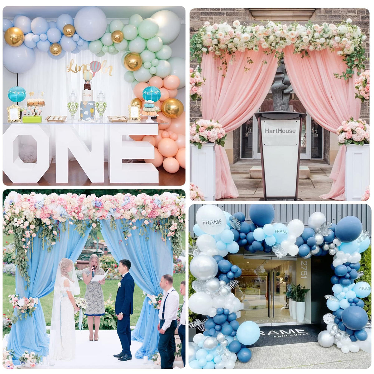 Gold Square Backdrop Stand 10x10 ft for Wedding and Party Decor