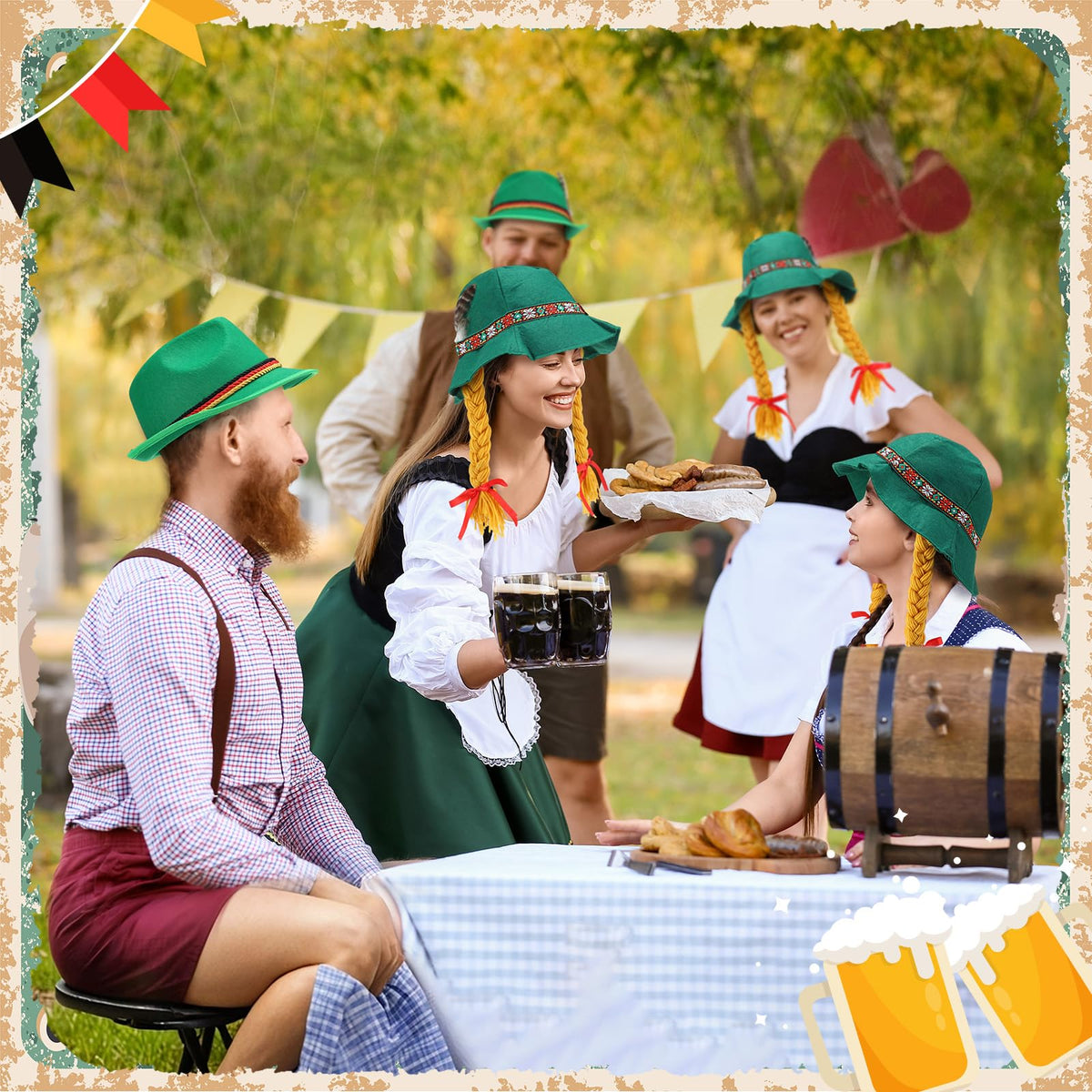 Oktoberfest Bavarian Costume Hats 12 Piece Set for Parties