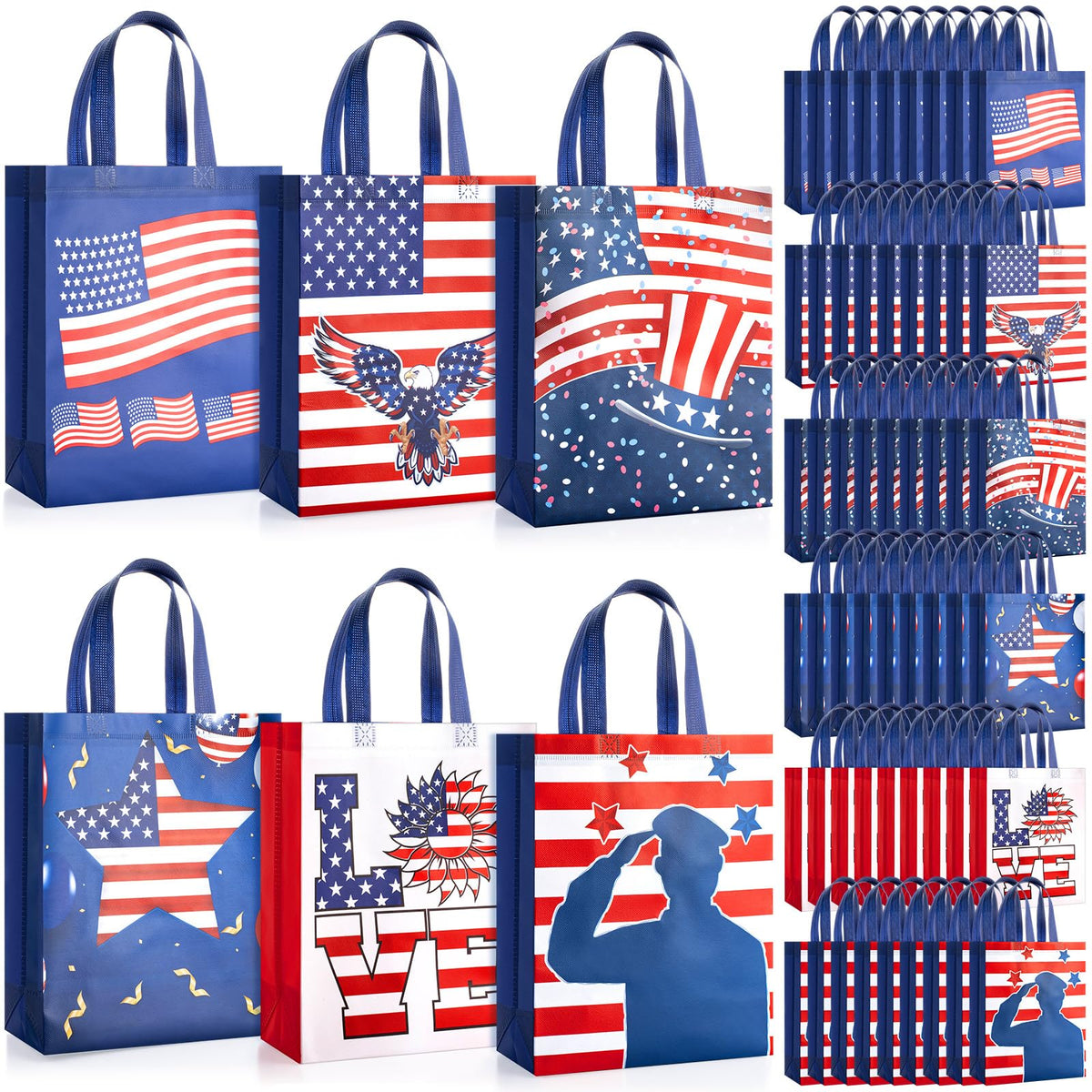 Reusable Non Woven Gift Tote Bags 60 Pack with Handles
