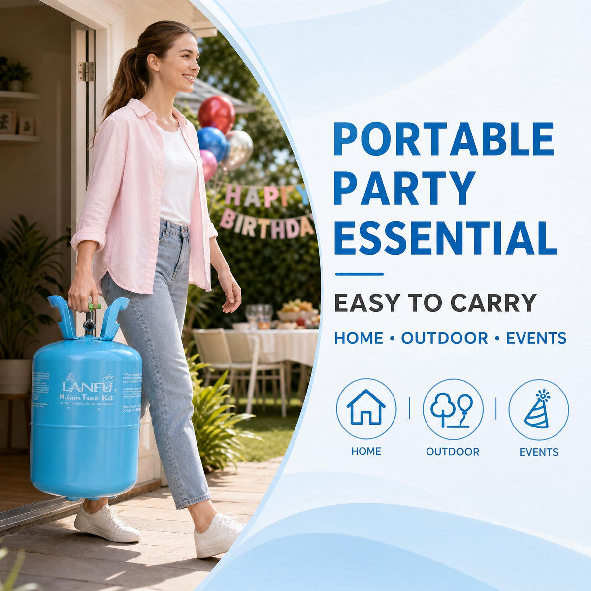 Helium Tank for Balloons 22L Inflates Up to 100 Party Balloons