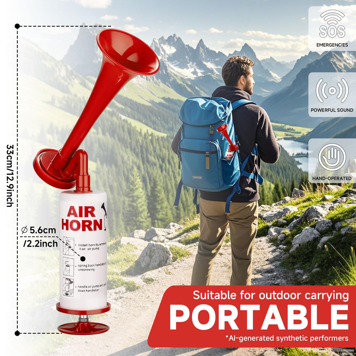 Handheld Air Horn Loud Noise Maker for Boats and Sports Events
