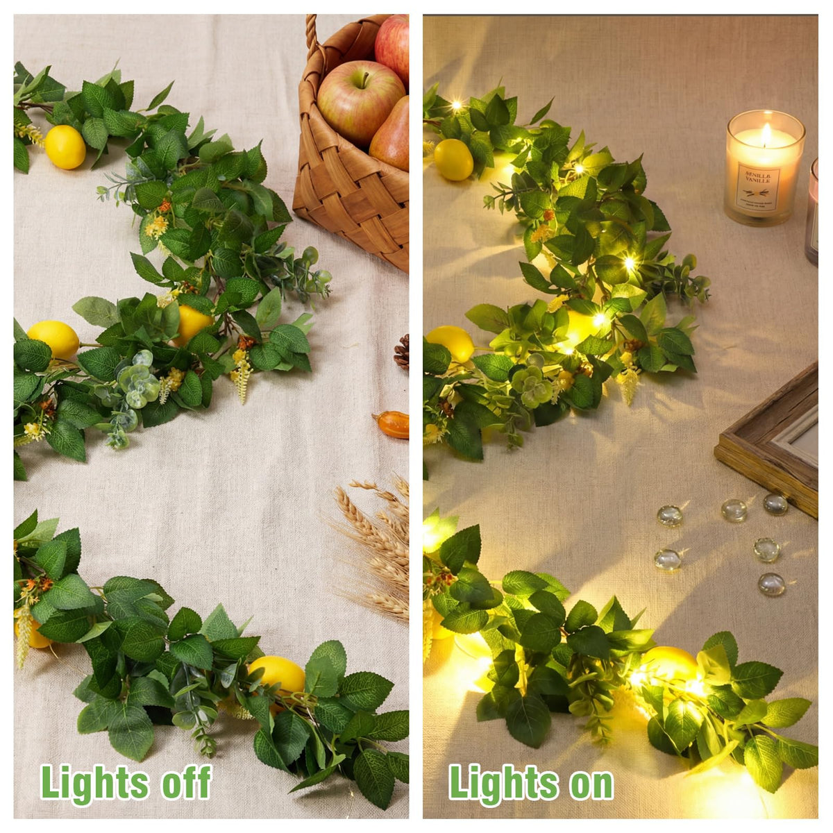 Artificial Lemon Garland 5.74 Feet for Party and Home Decor