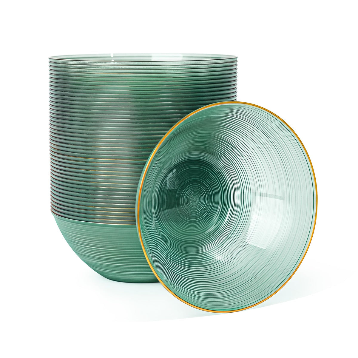 Transparent Blue Gold Plastic Bowls 16 oz 100 Pack
