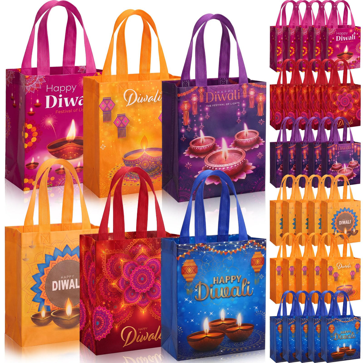Reusable Non Woven Gift Tote Bags 60 Pack with Handles