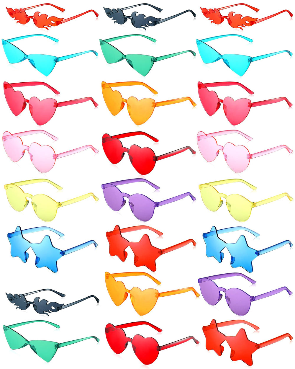 Mixed Style Rimless Party Sunglasses Bulk Pack