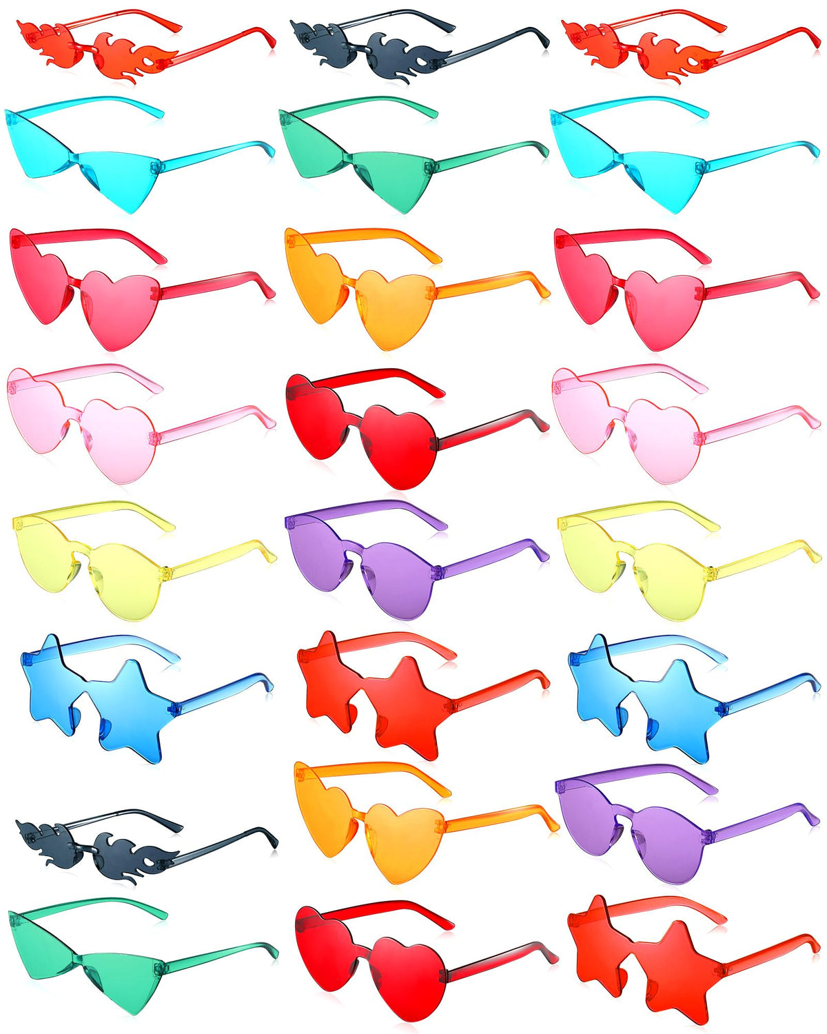 Mixed Style Rimless Party Sunglasses Bulk Pack