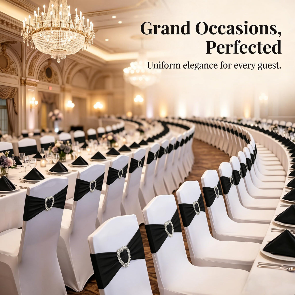 Stretch Spandex Chair Sashes with Buckles for Wedding Decor