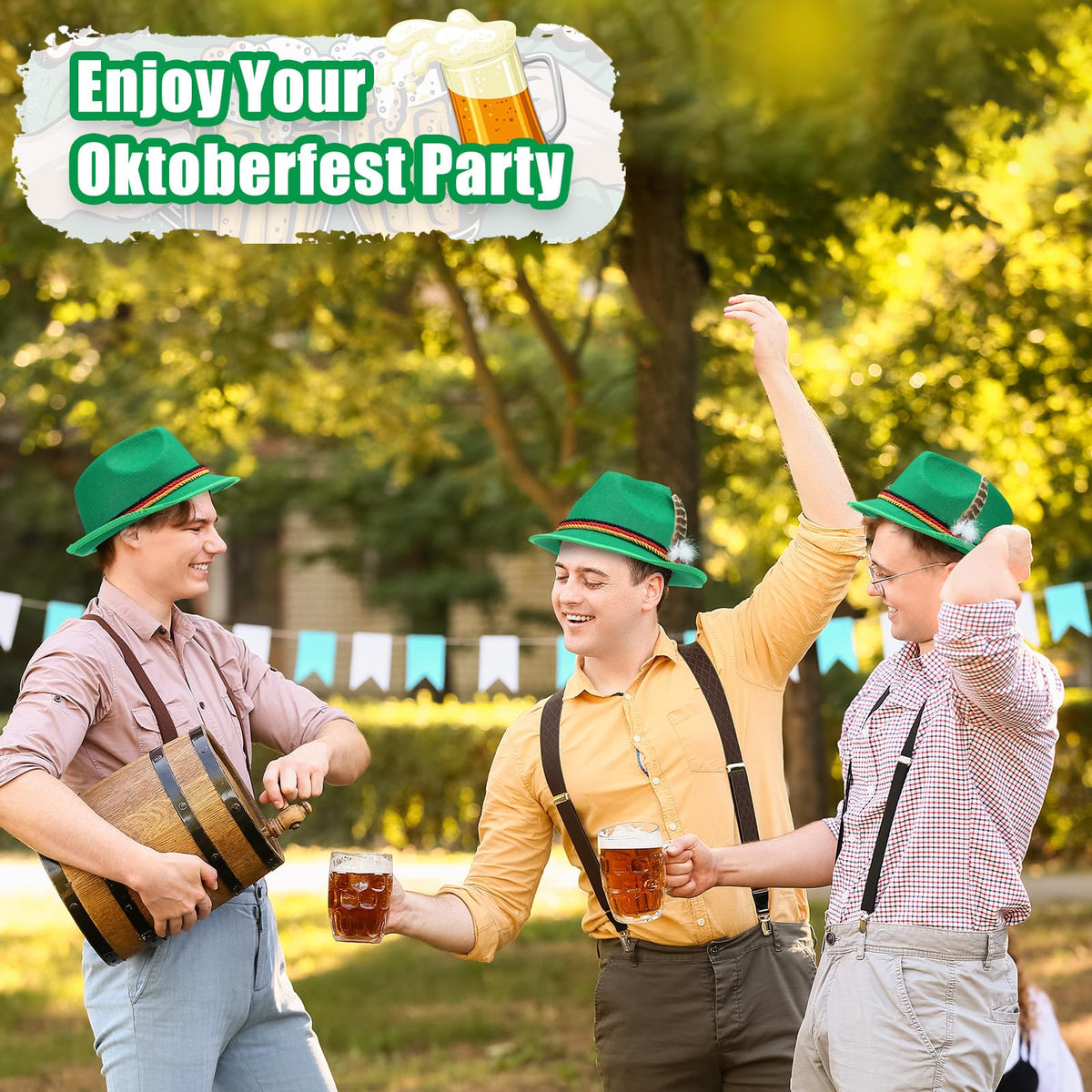 Oktoberfest Bavarian Costume Hats 12 Piece Set for Parties