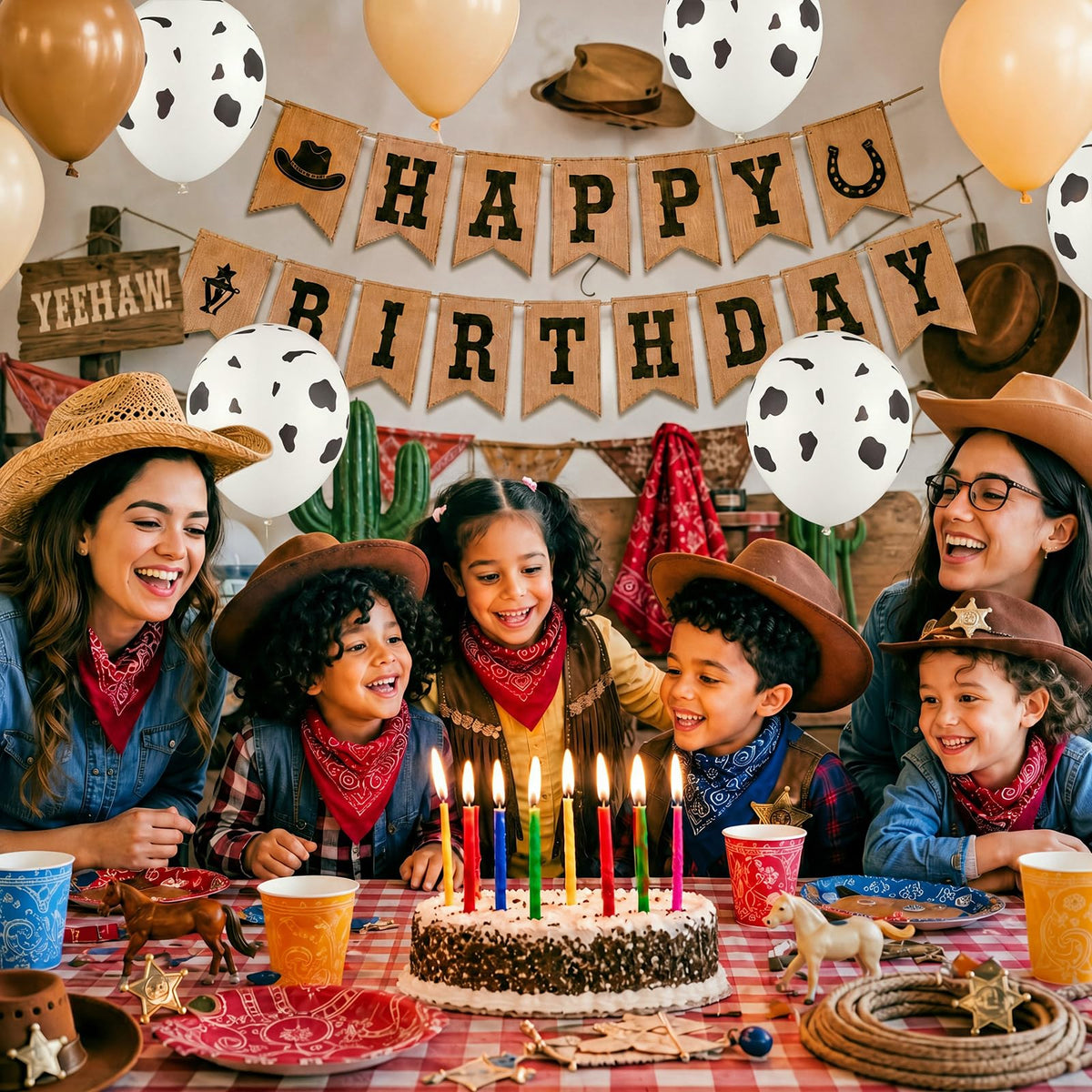 Cowboy Party Balloon Stand Kit 12 Sets Western Table Centerpiece