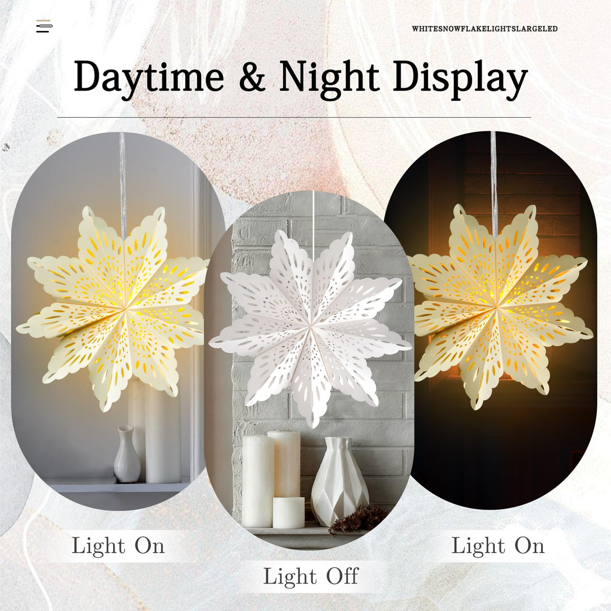 Christmas Paper Snowflake Star Lanterns with LED Lights