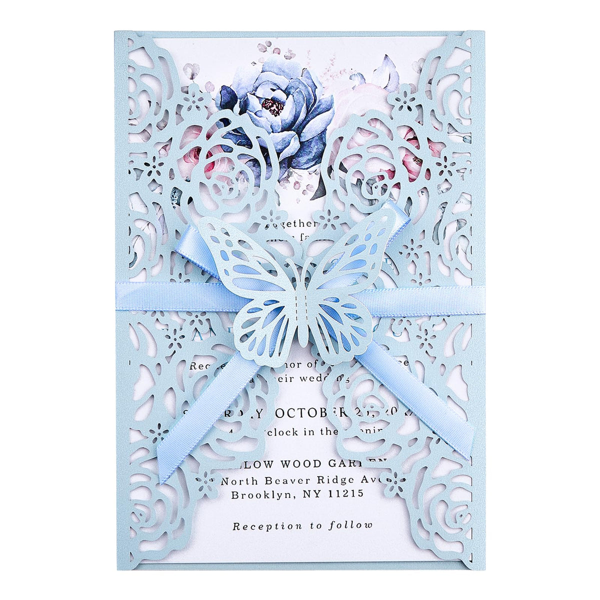 Pink Butterfly Laser Cut Invitations 50 Pack with RSVP Cards