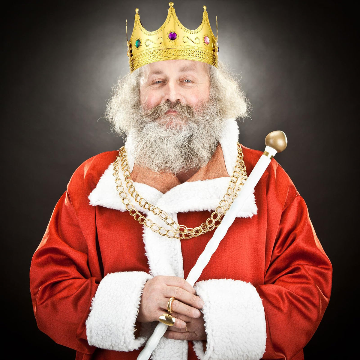 Gold Jeweled King Crown for Costume Cosplay and Parties