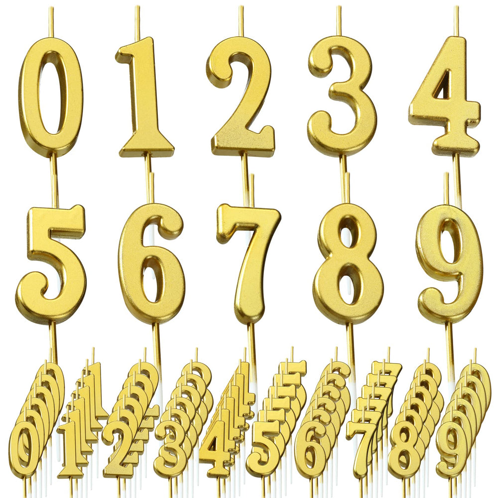 Gold Number Birthday Candles 100 Pack for Cakes and Parties
