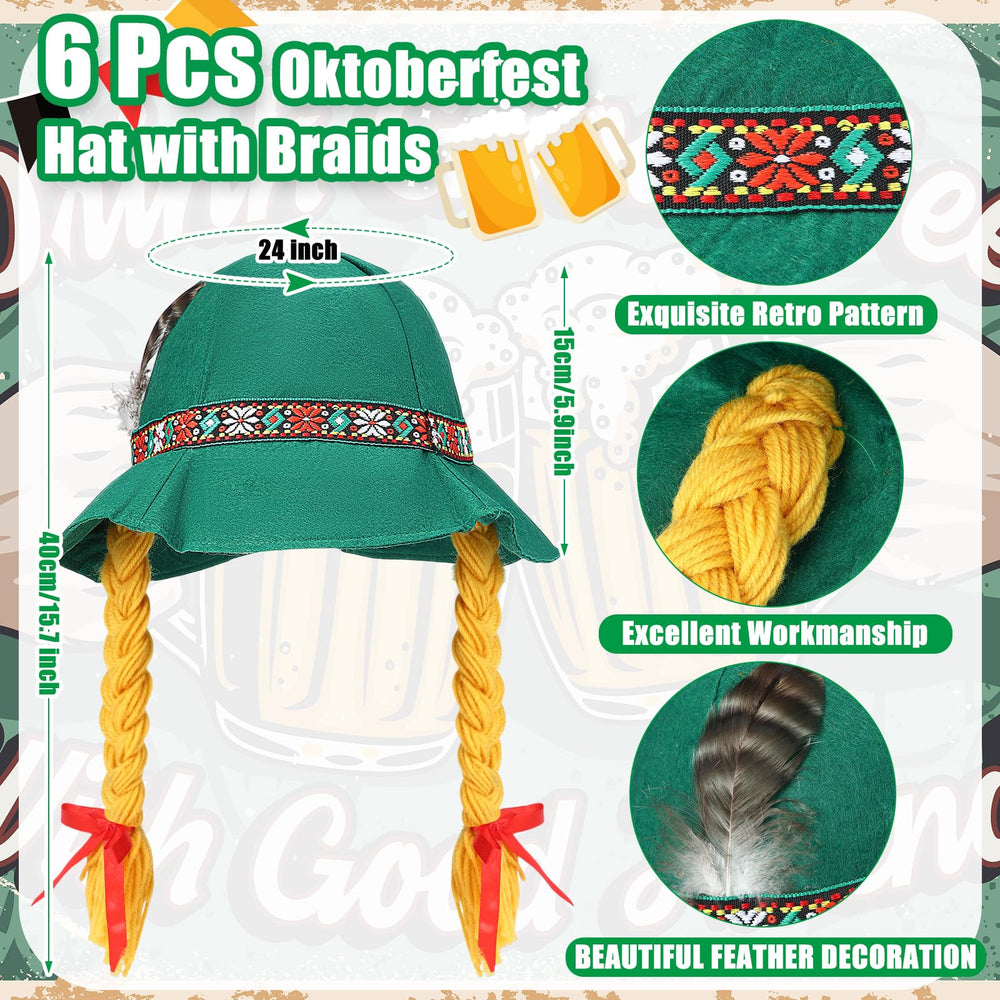 Oktoberfest Bavarian Costume Hats 12 Piece Set for Parties
